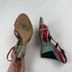 Red real leather wedge heels (35/36)