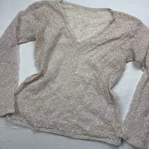 White cream lace see trough tight fit long sleeves top (S/M)