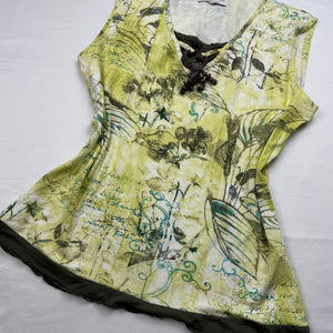 Green graphic tank top (L)