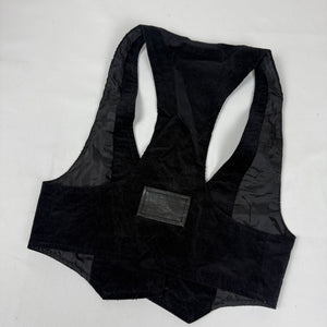 Black velvet tight fit waistcoat sleeveless blazer (M)
