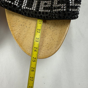 Black strass logo wood clogs kitten heels mules (37)