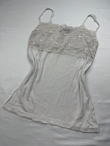 White cotton tight fit babydoll cami top (S/M)