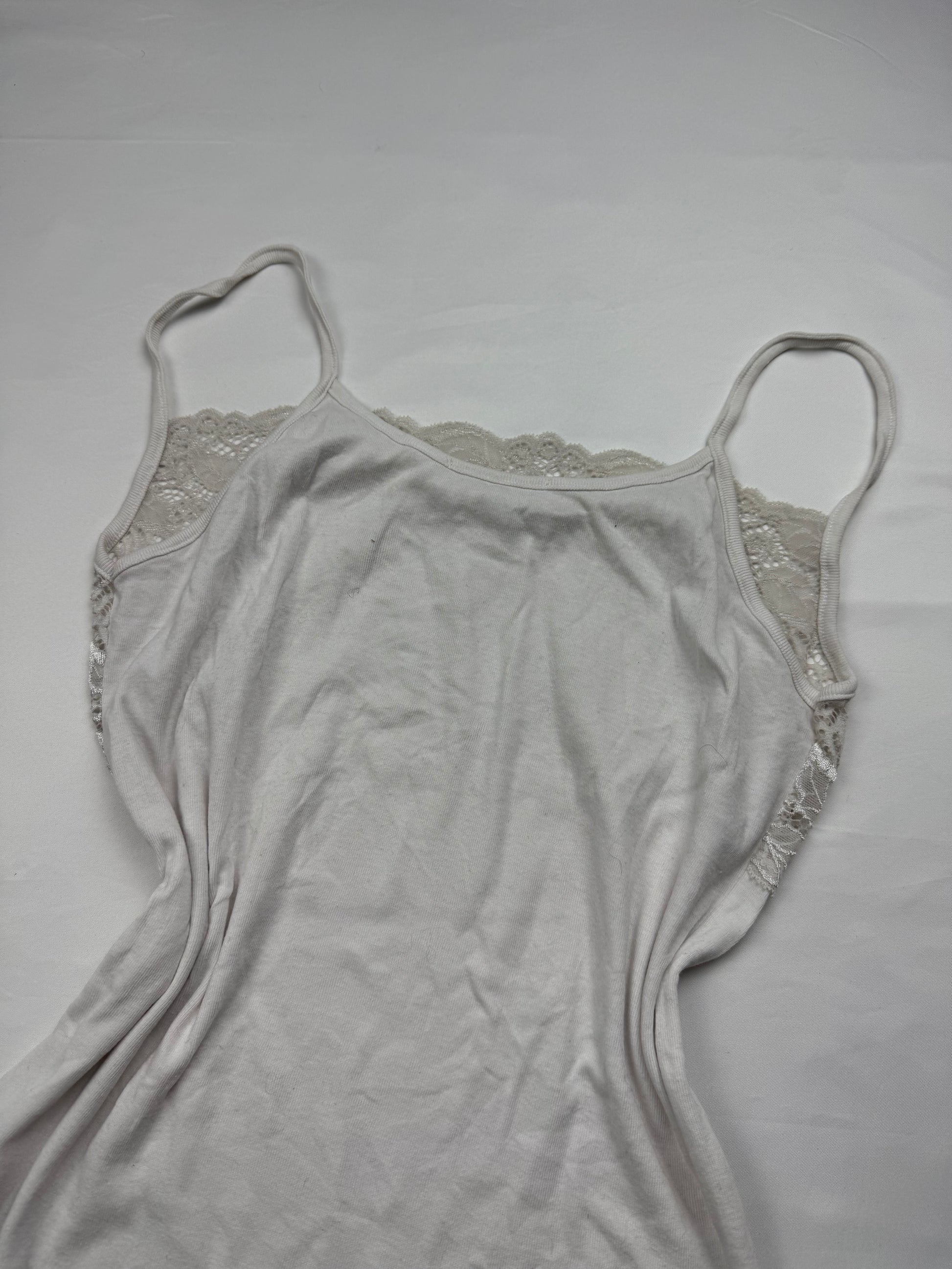 White cotton tight fit babydoll cami top (S/M)