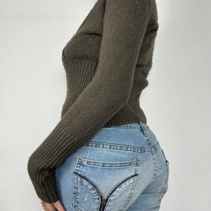 Khaki V neck jumper (S/M)