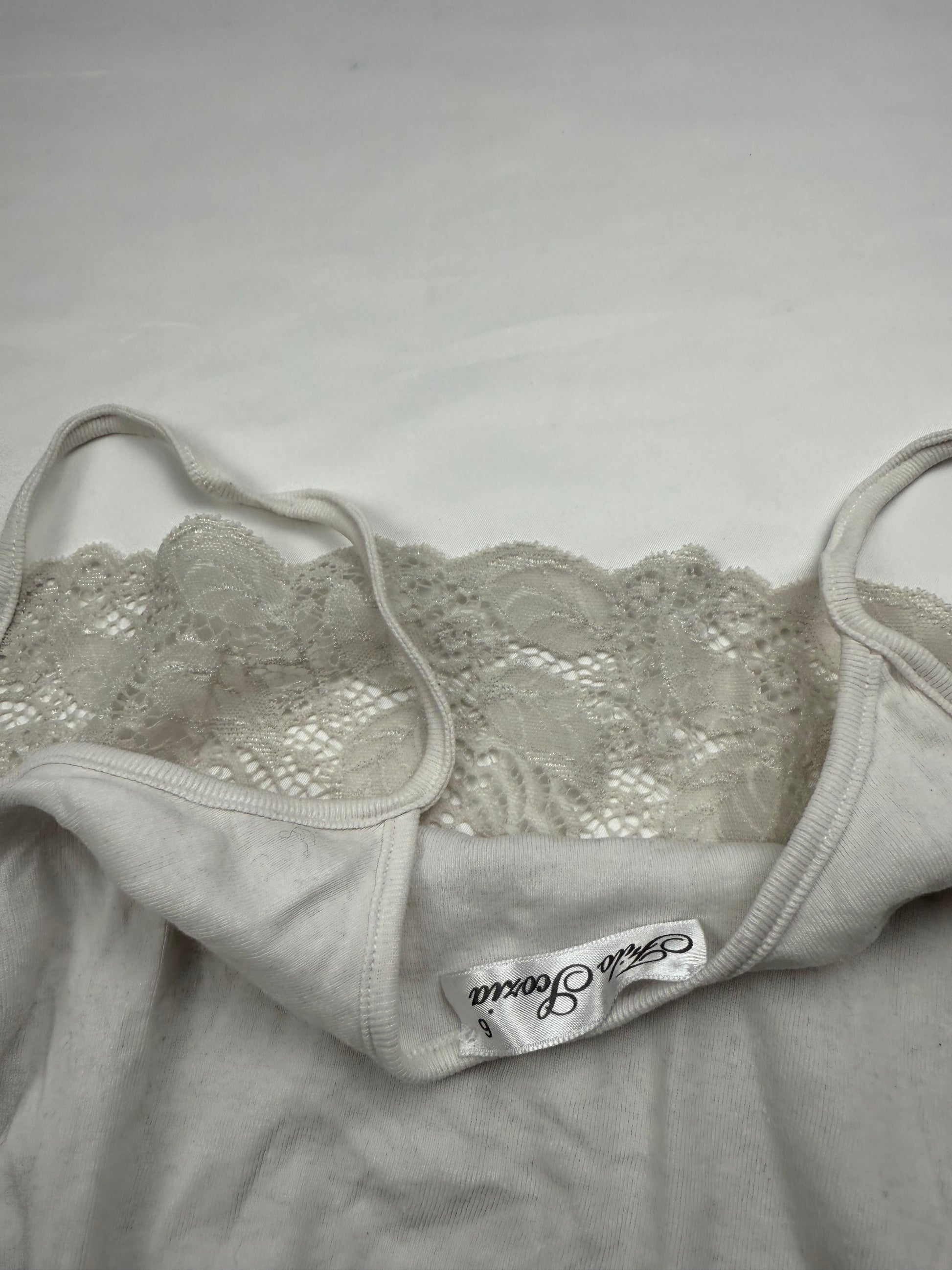 White cotton tight fit babydoll cami top (S/M)