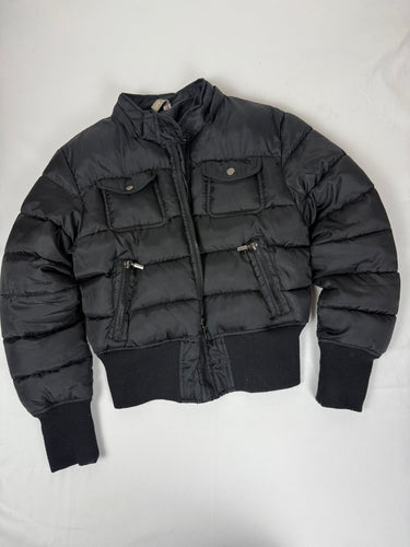 Black zip up hooded puffer jacket (XS)