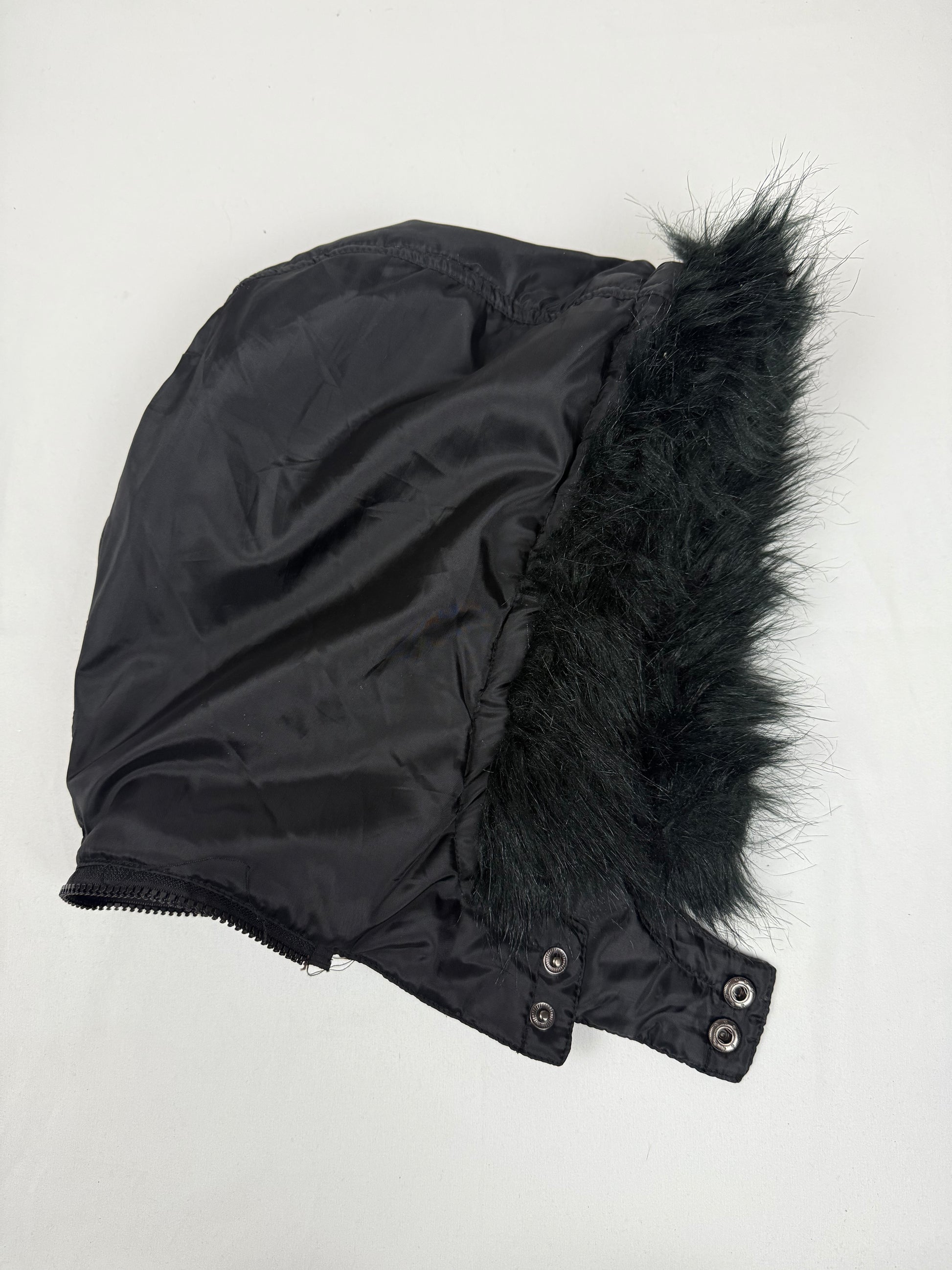 Black zip up hooded puffer jacket (XS)