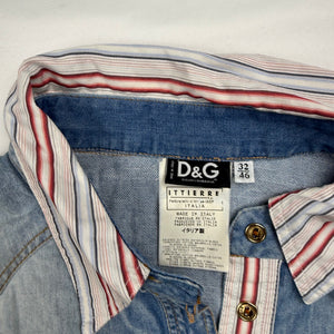 Denim blue tight fit cotton office shirt (S)