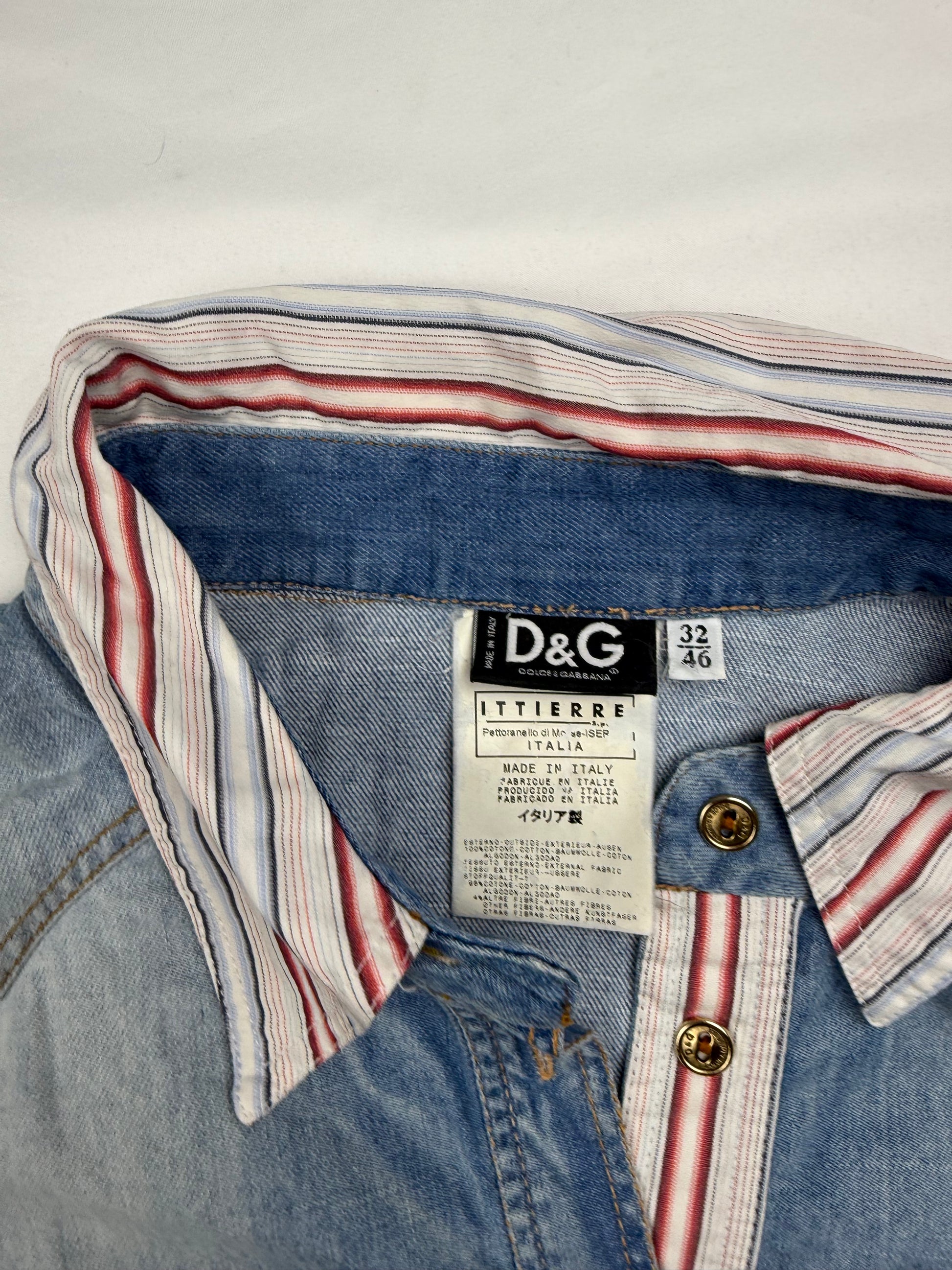 Denim blue tight fit cotton office shirt (S)