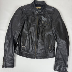 Black real leather zip up jacket (M/L)