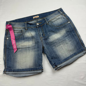 Blue denim low rise mini short (XL)