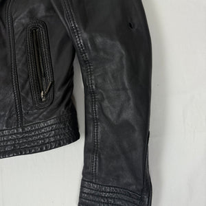 Black real leather zip up jacket (M/L)