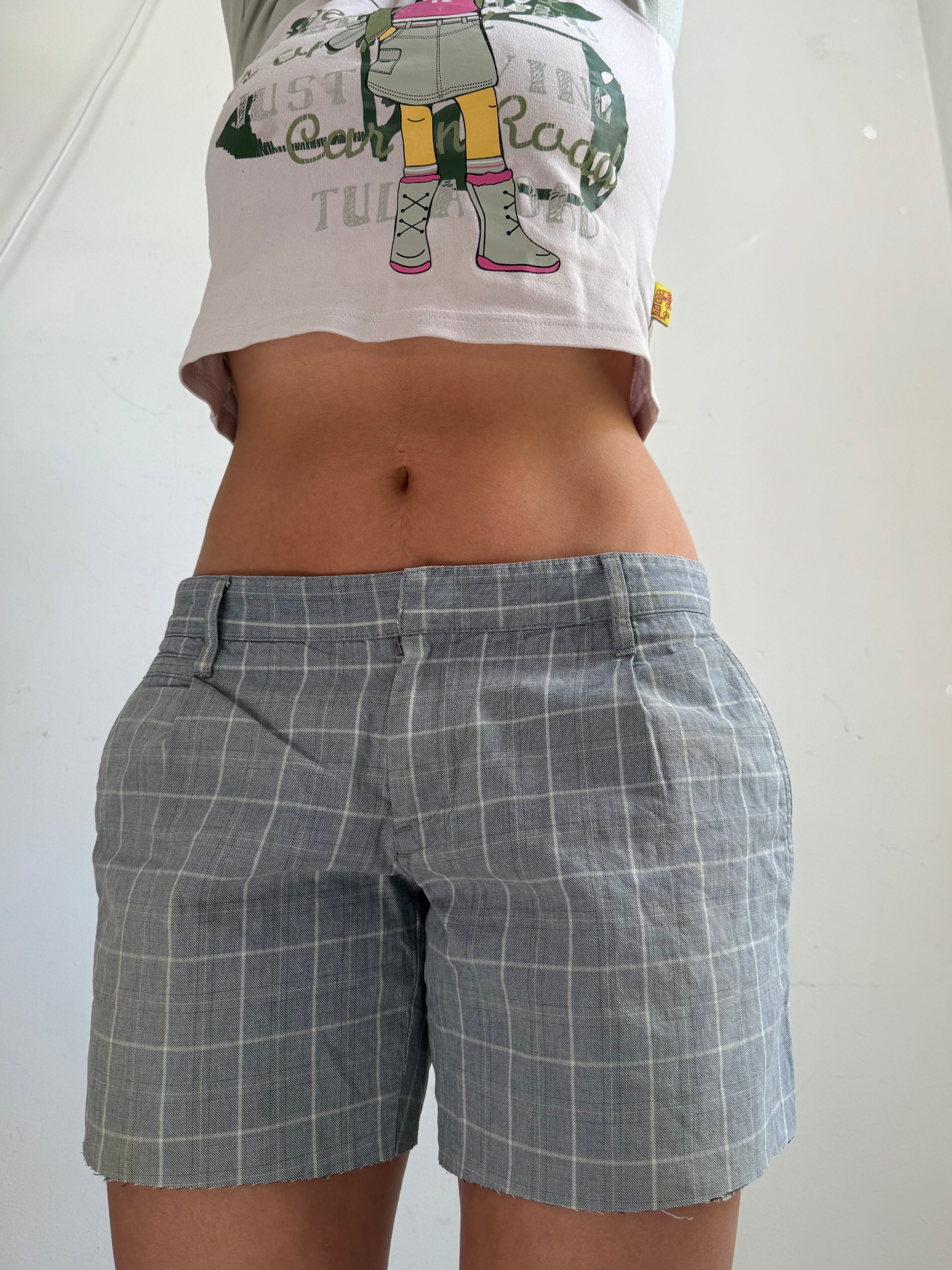 Grey check print low rise mini short (M/L)
