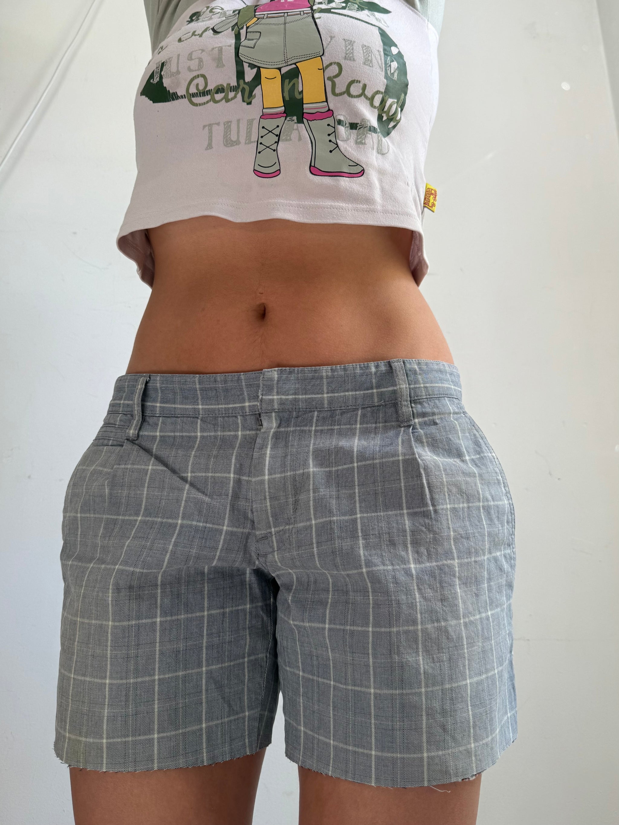 Grey check print low rise mini short (M/L)