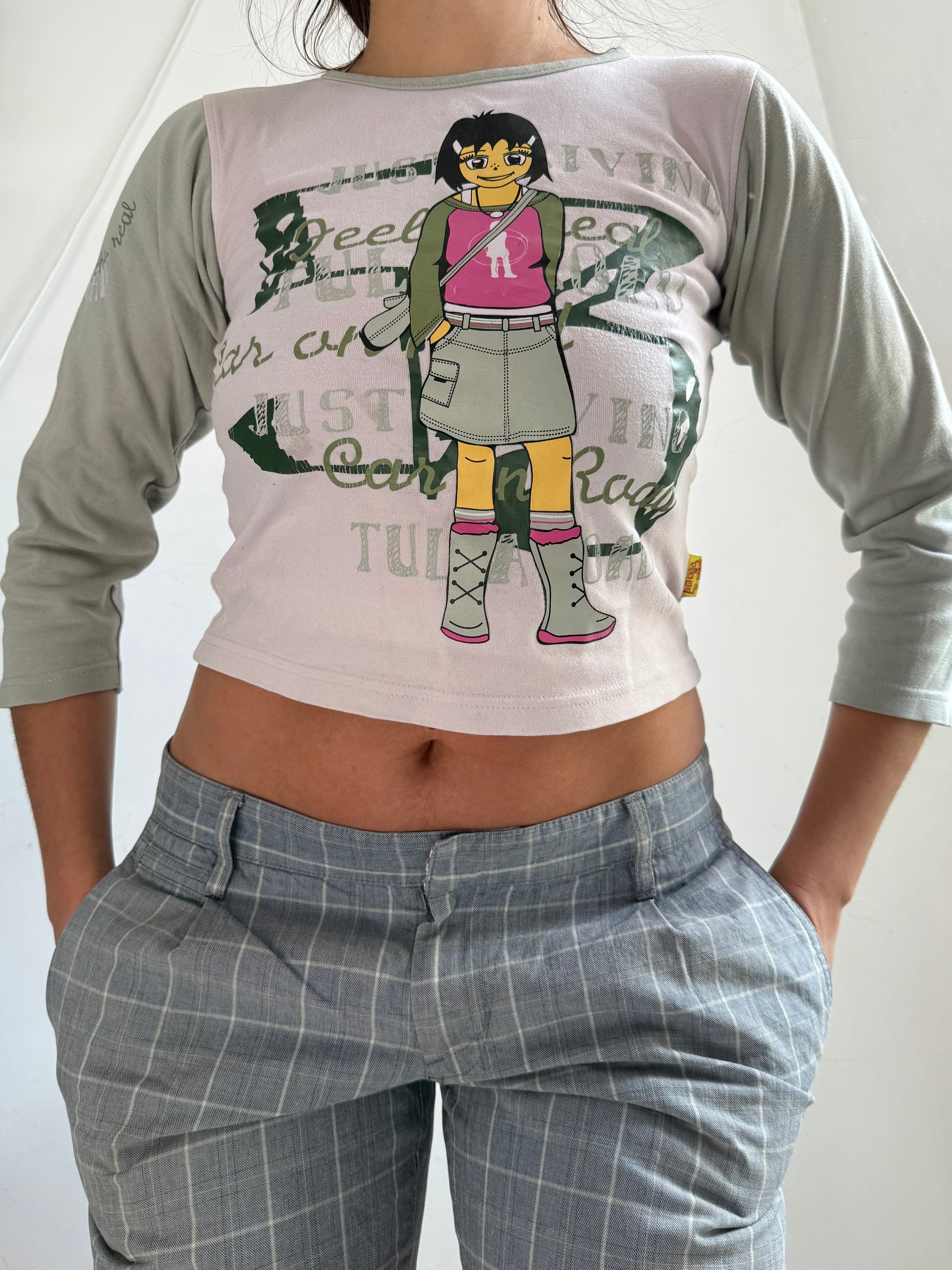 Baby pink graphic long sleeves top (XS)