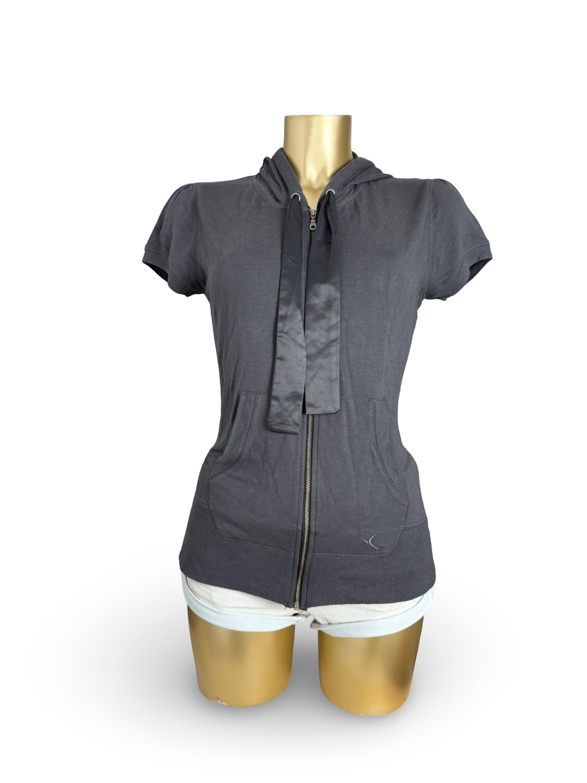 Grey cotton hooded tee (M)