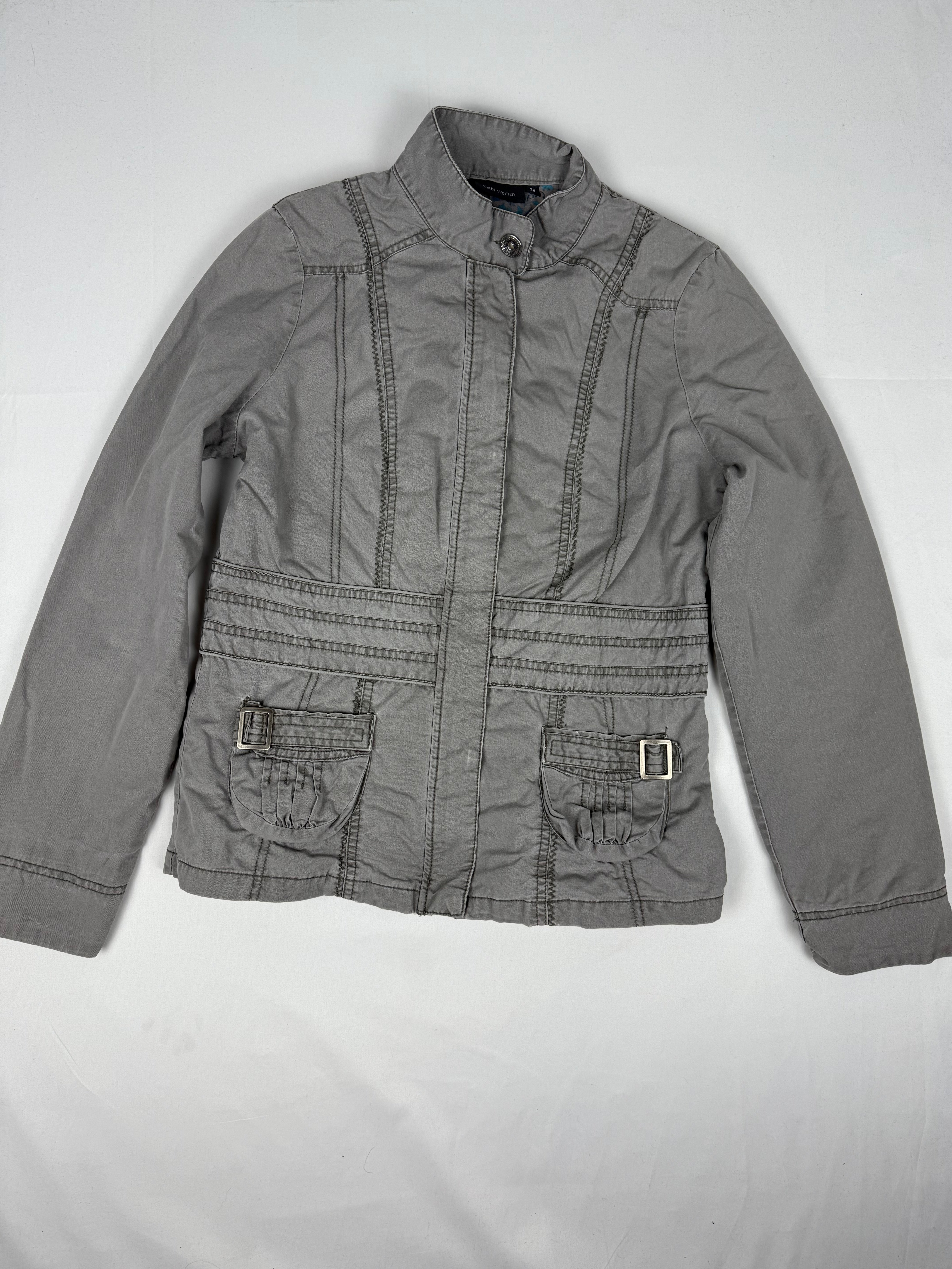 Khaki 100% cotton biker jacket (M)