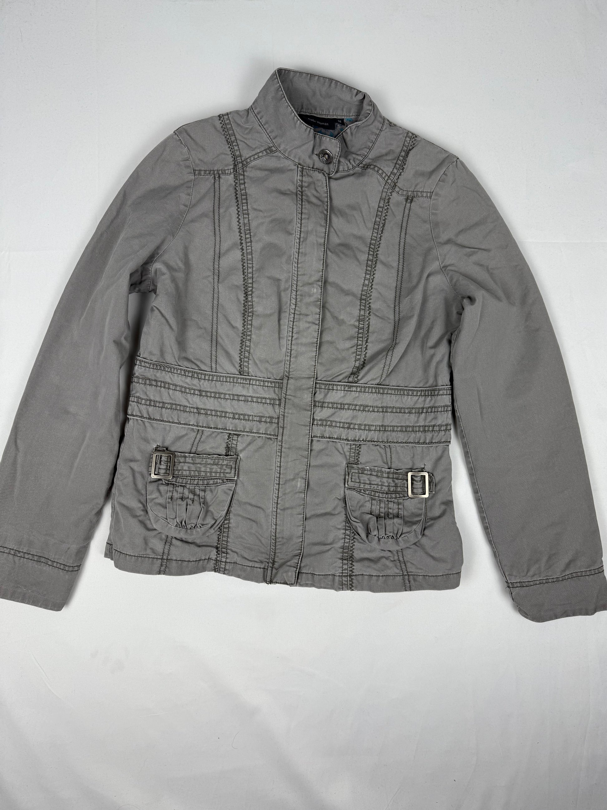 Khaki 100% cotton biker jacket (M)