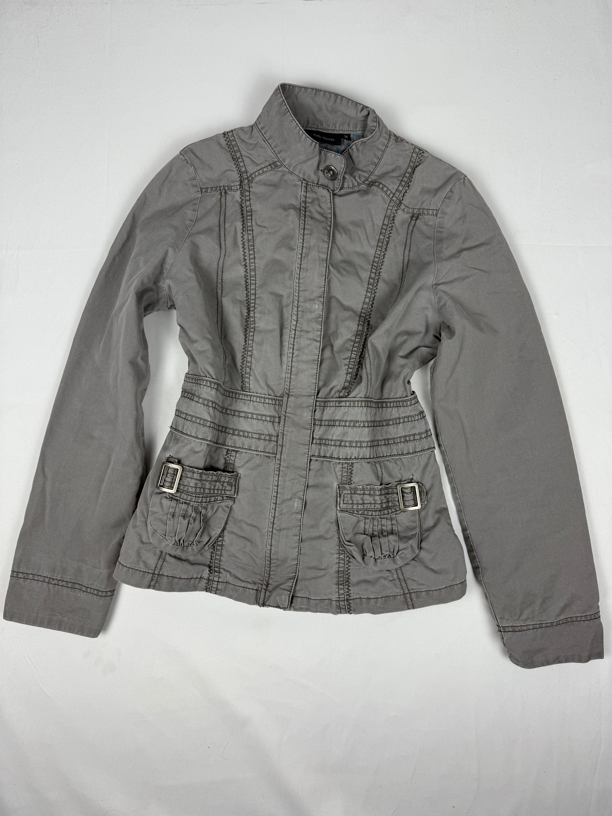 Khaki 100% cotton biker jacket (M)
