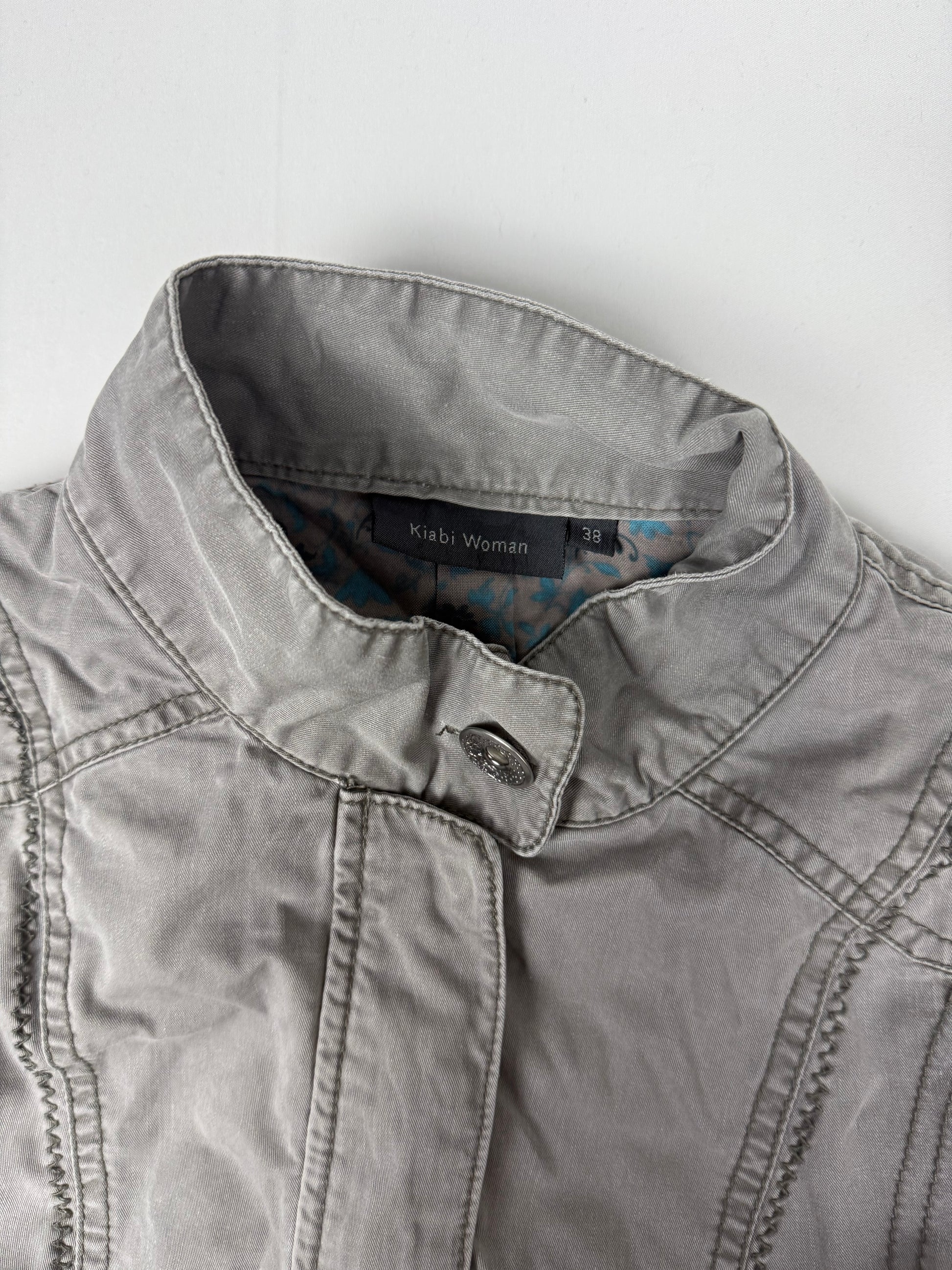 Khaki 100% cotton biker jacket (M)