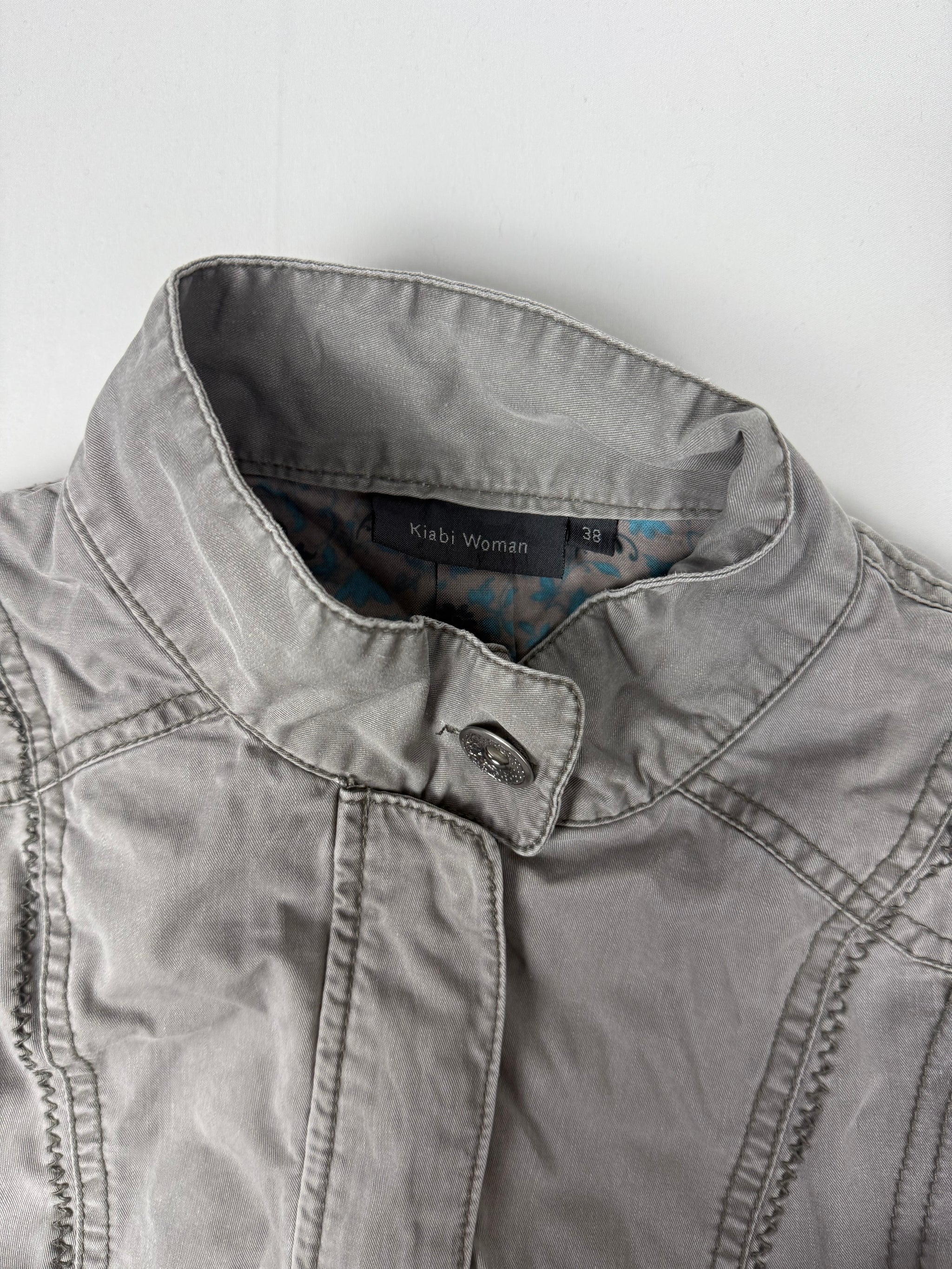 Khaki 100% cotton biker jacket (M)