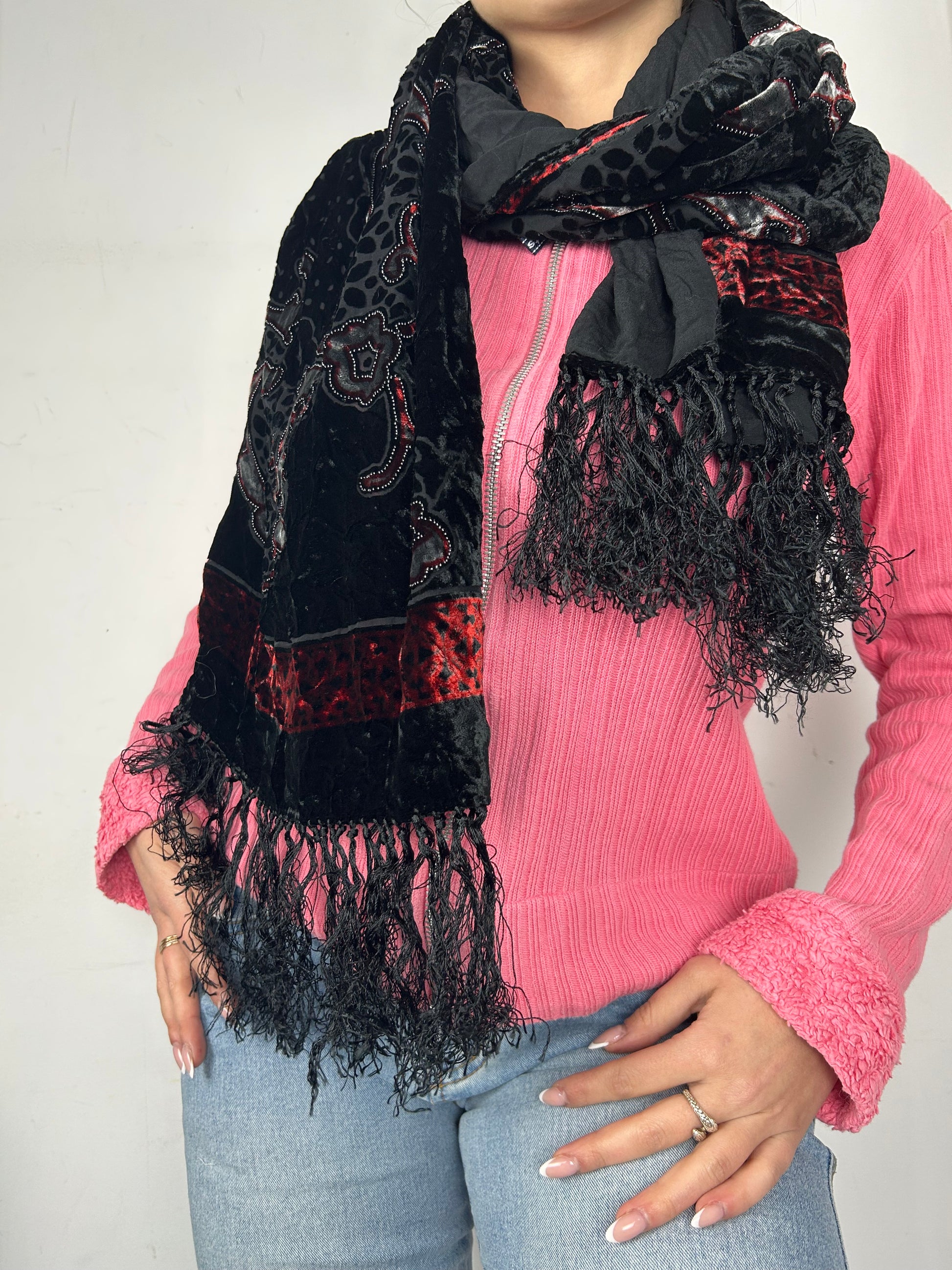 Black 100% silk scarf