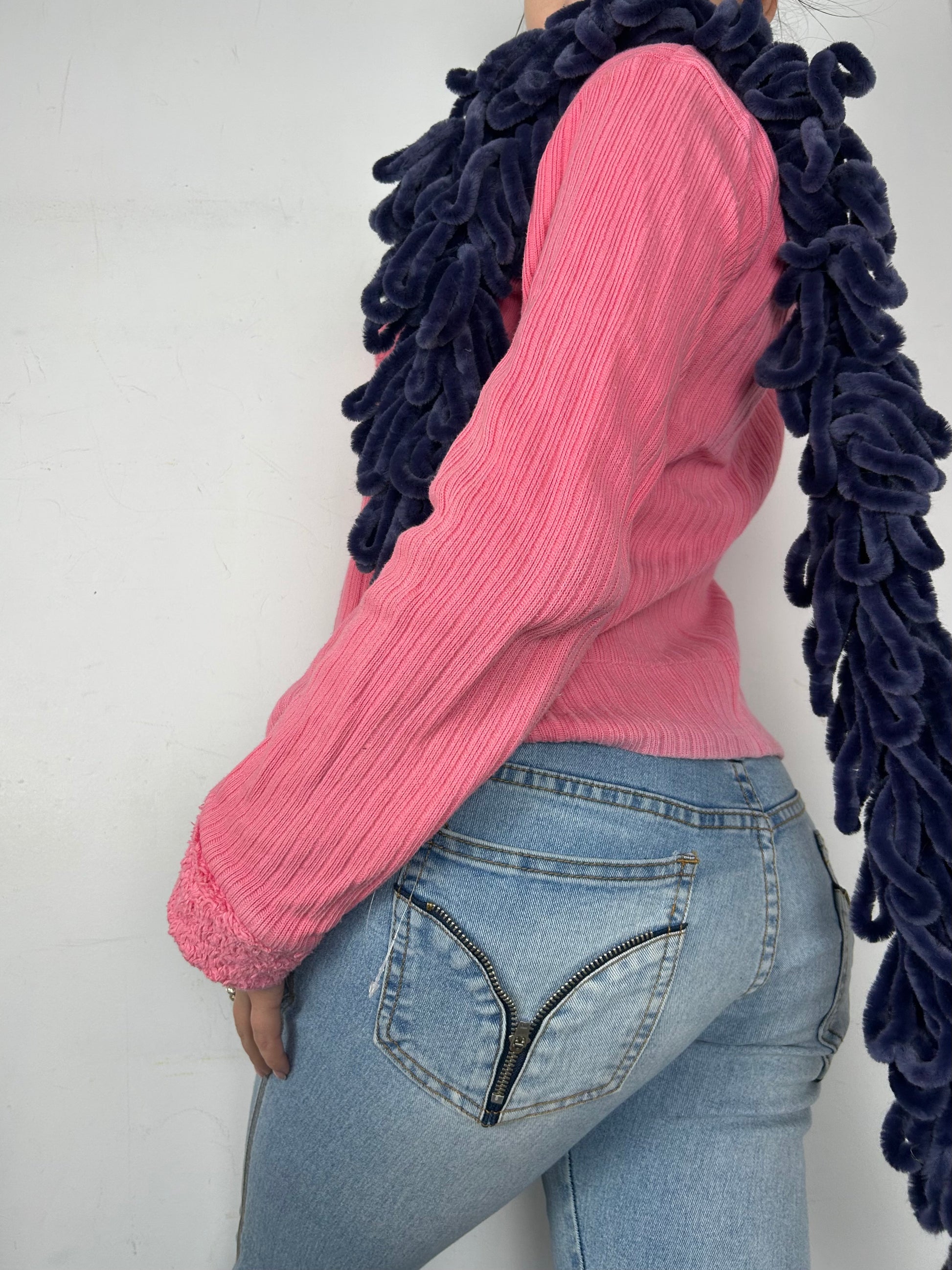Navy fluffy scarf