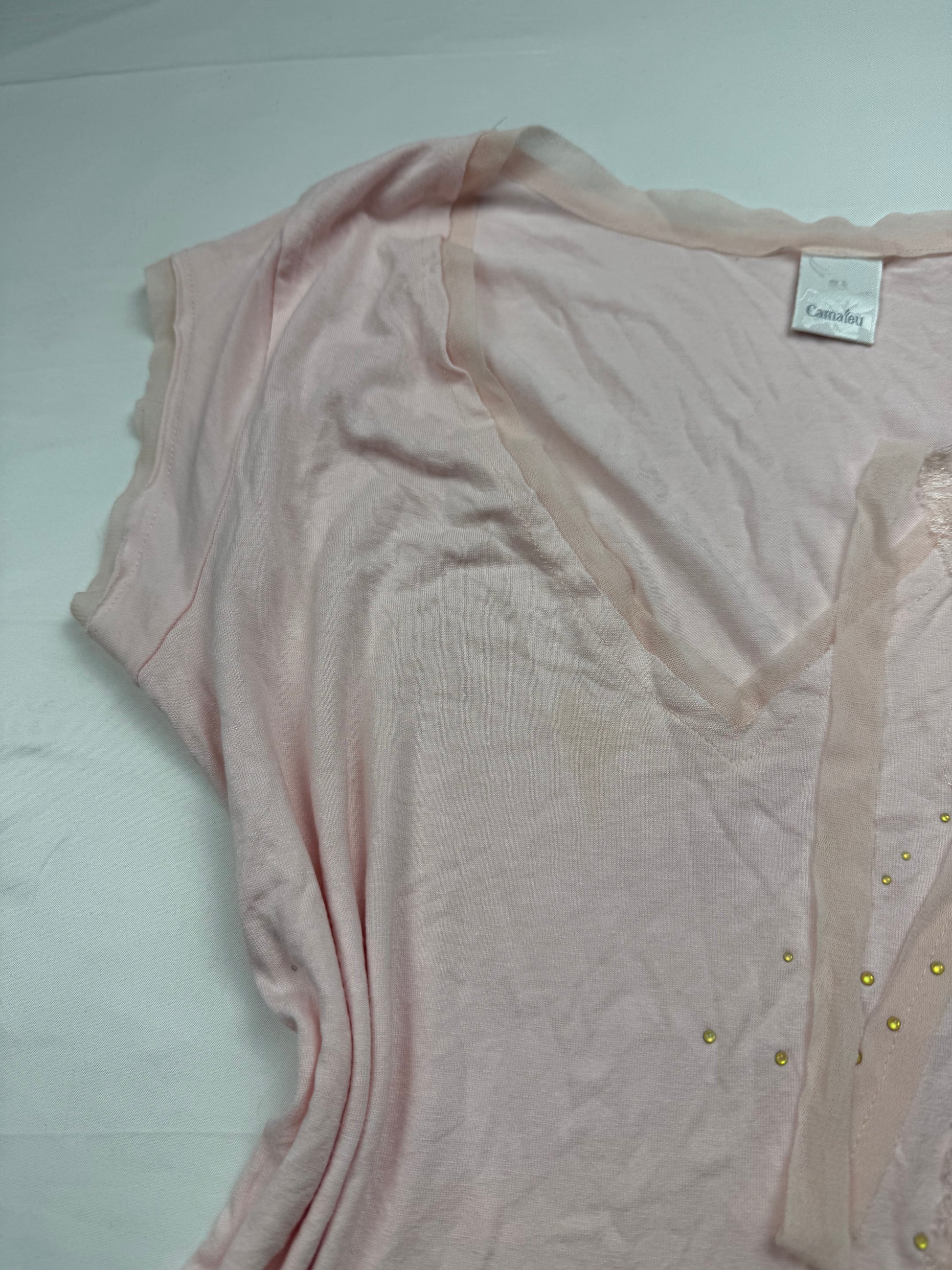 Baby pink flower appliquée cotton tee (S/M)