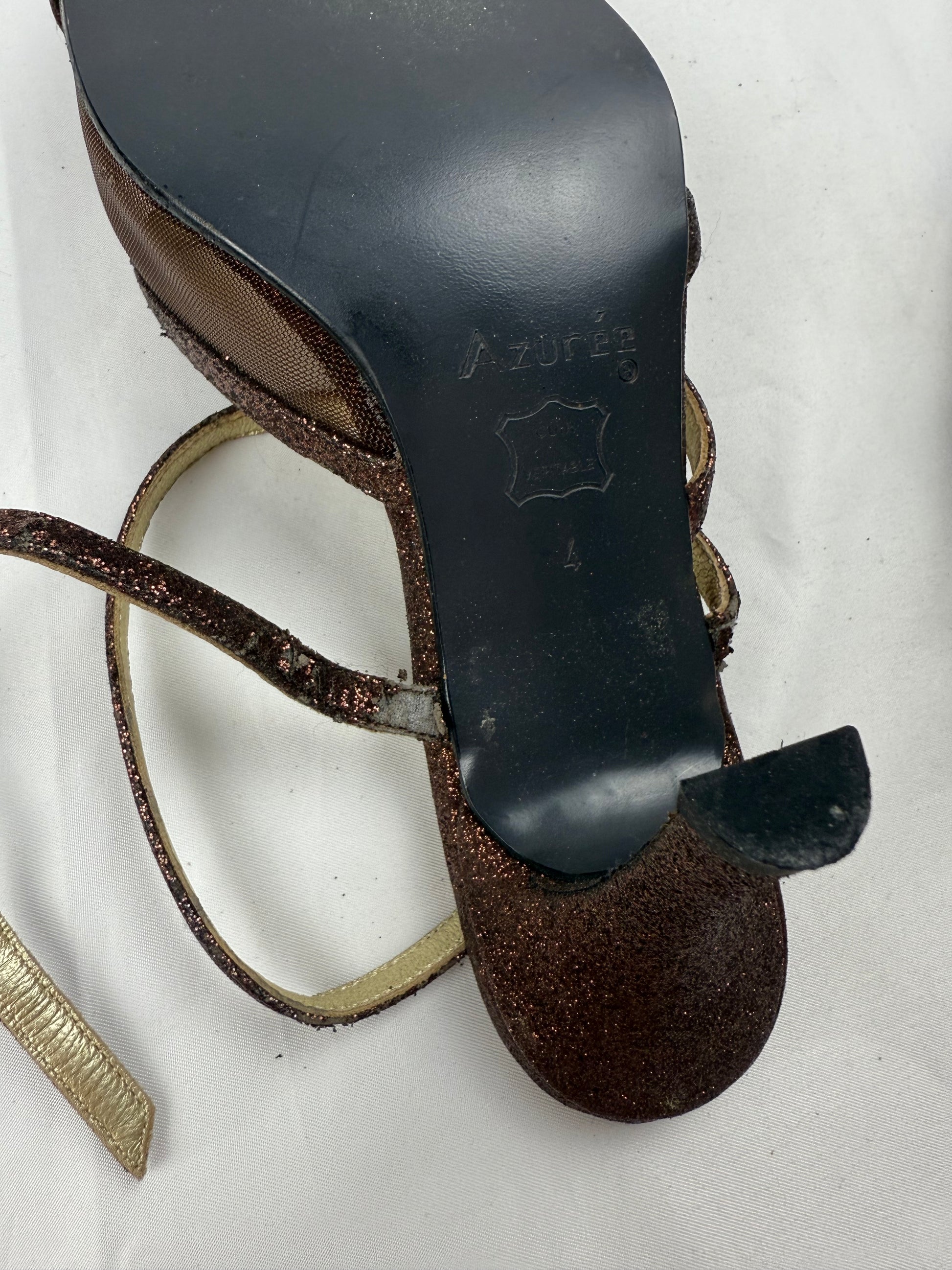 Brown pearls real leather kitten heels (37)