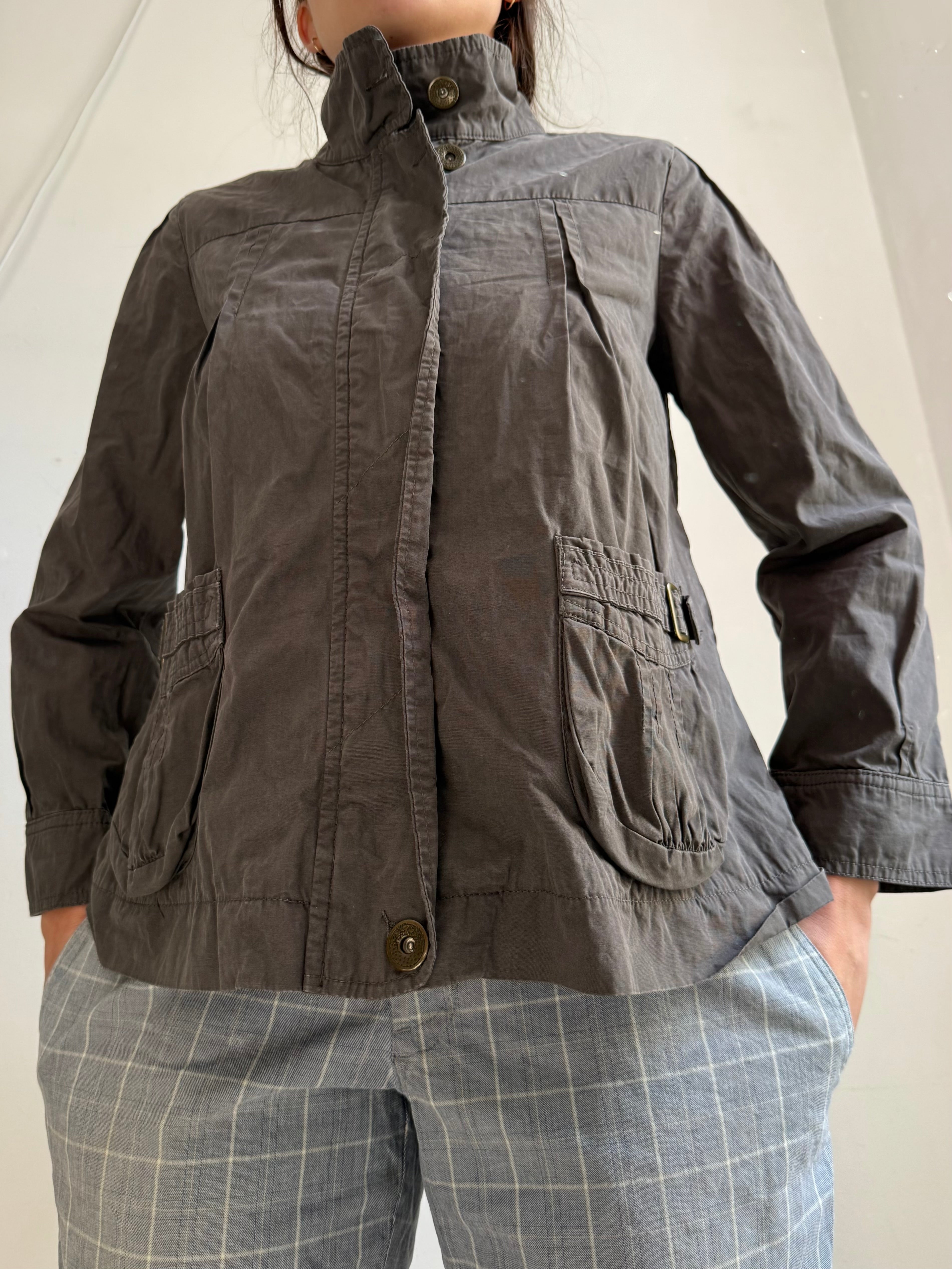 Grey 100% cotton trench jacket (M)