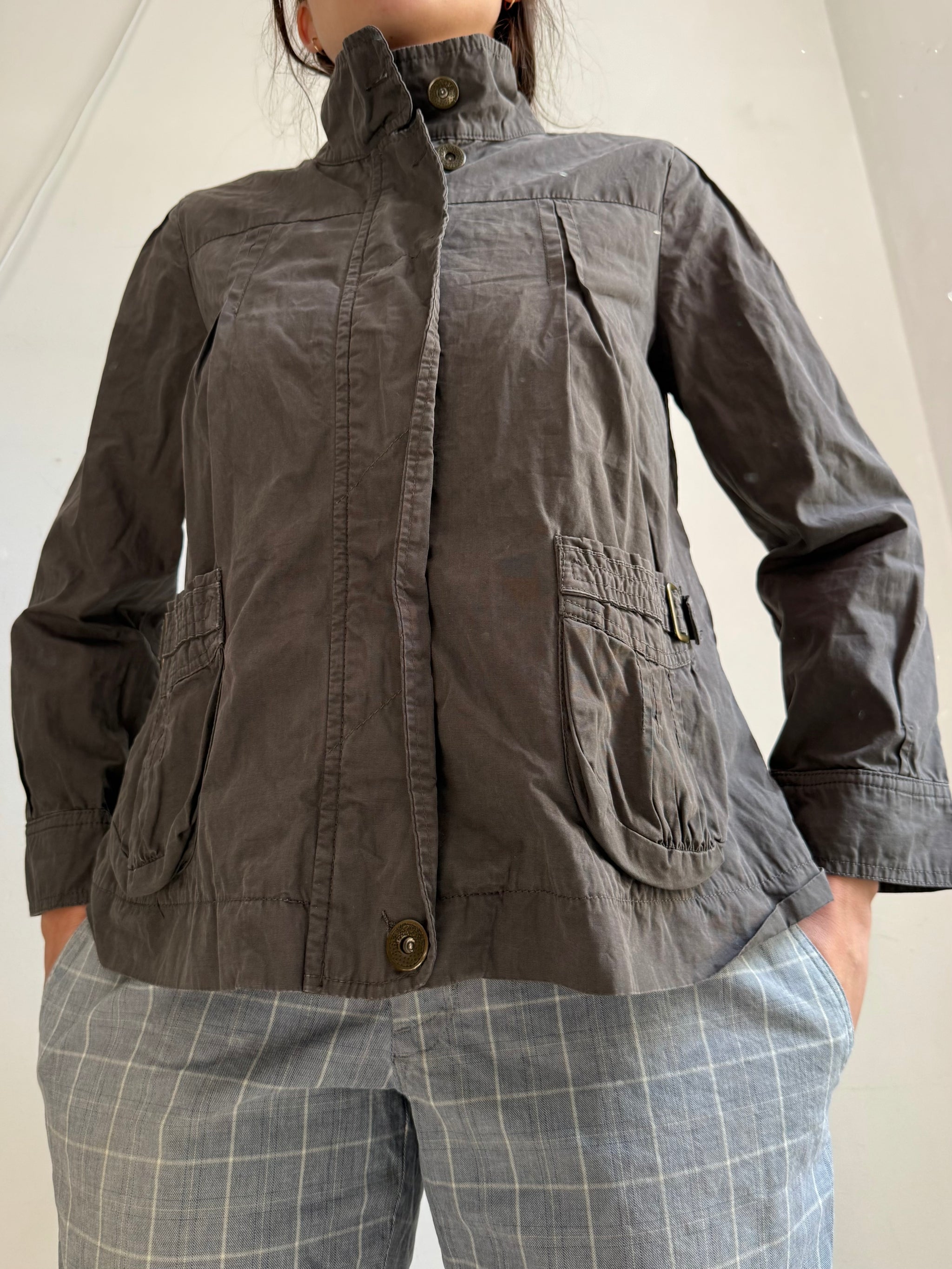Grey 100% cotton trench jacket (M)
