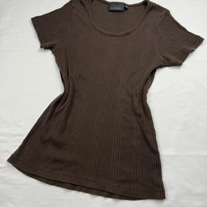 Brown ribbed stretchy tee (M/L)