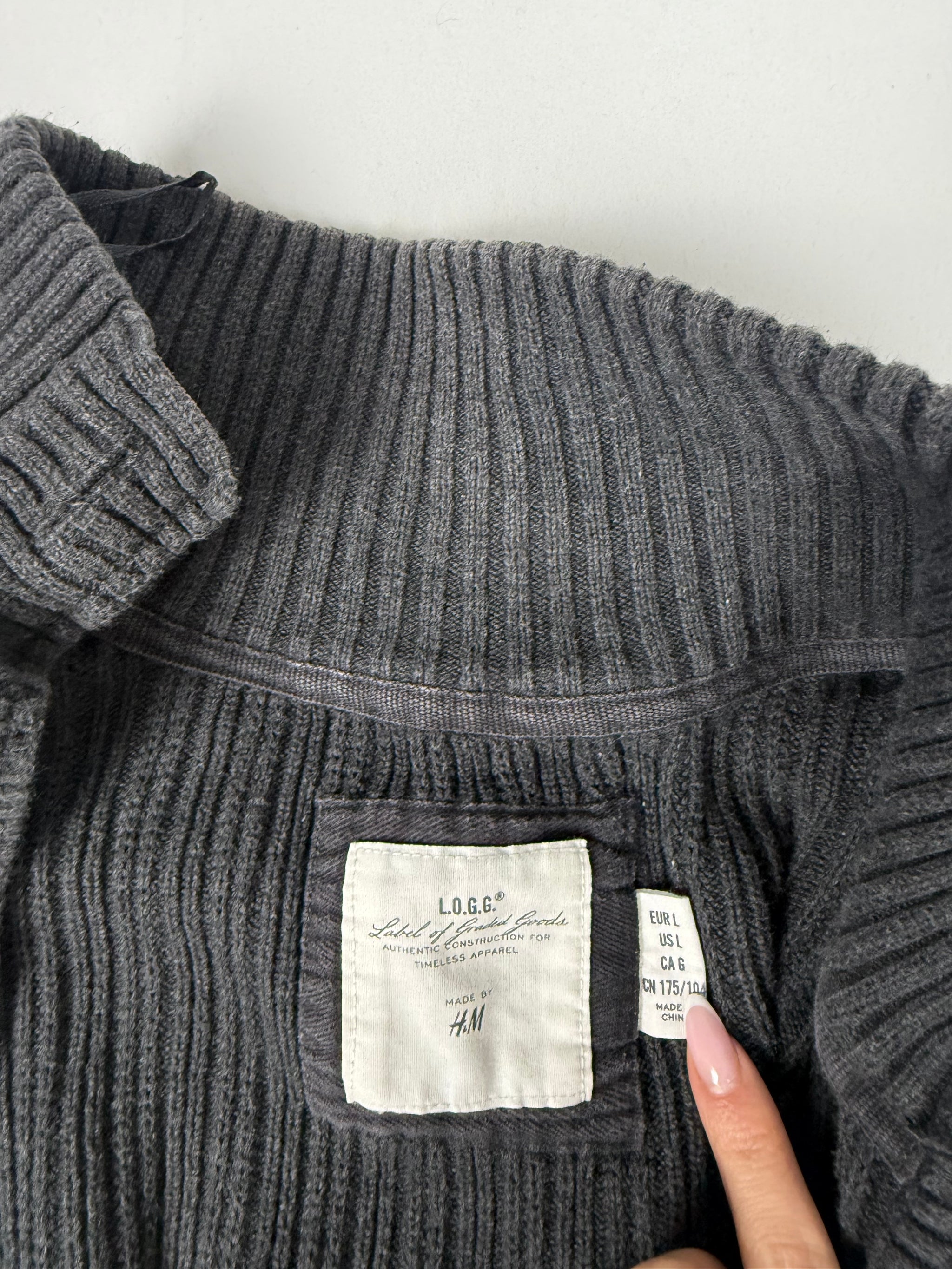 Grey 100% cotton button up cardigan jumper (L)