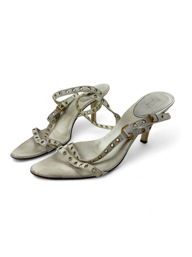White real leather kitten heels (36.5)