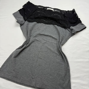 Office siren cotton lace bardot neck tee (M)