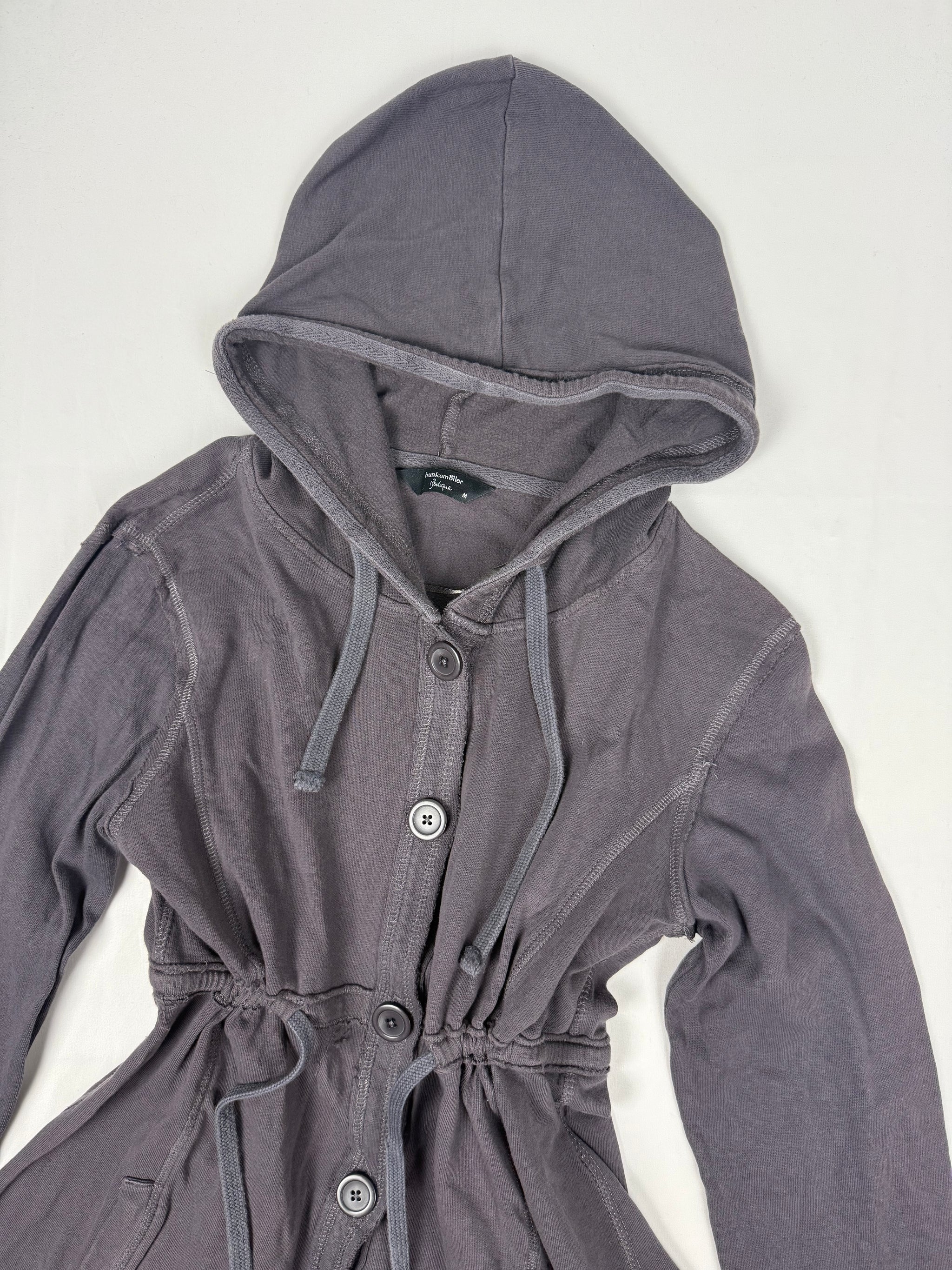 Grey 100% cotton cardigan hoodie (M)
