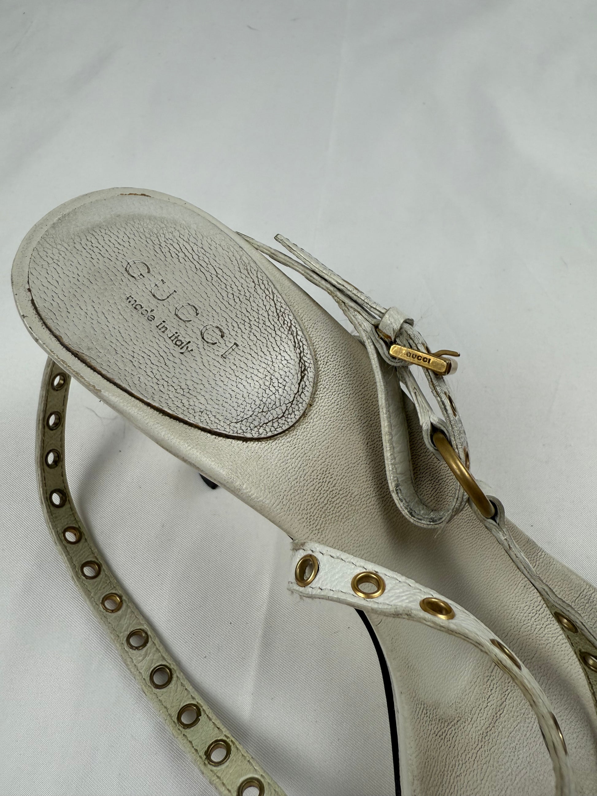 White real leather kitten heels (36.5)
