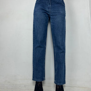 Blue mid waist denim pants (S)