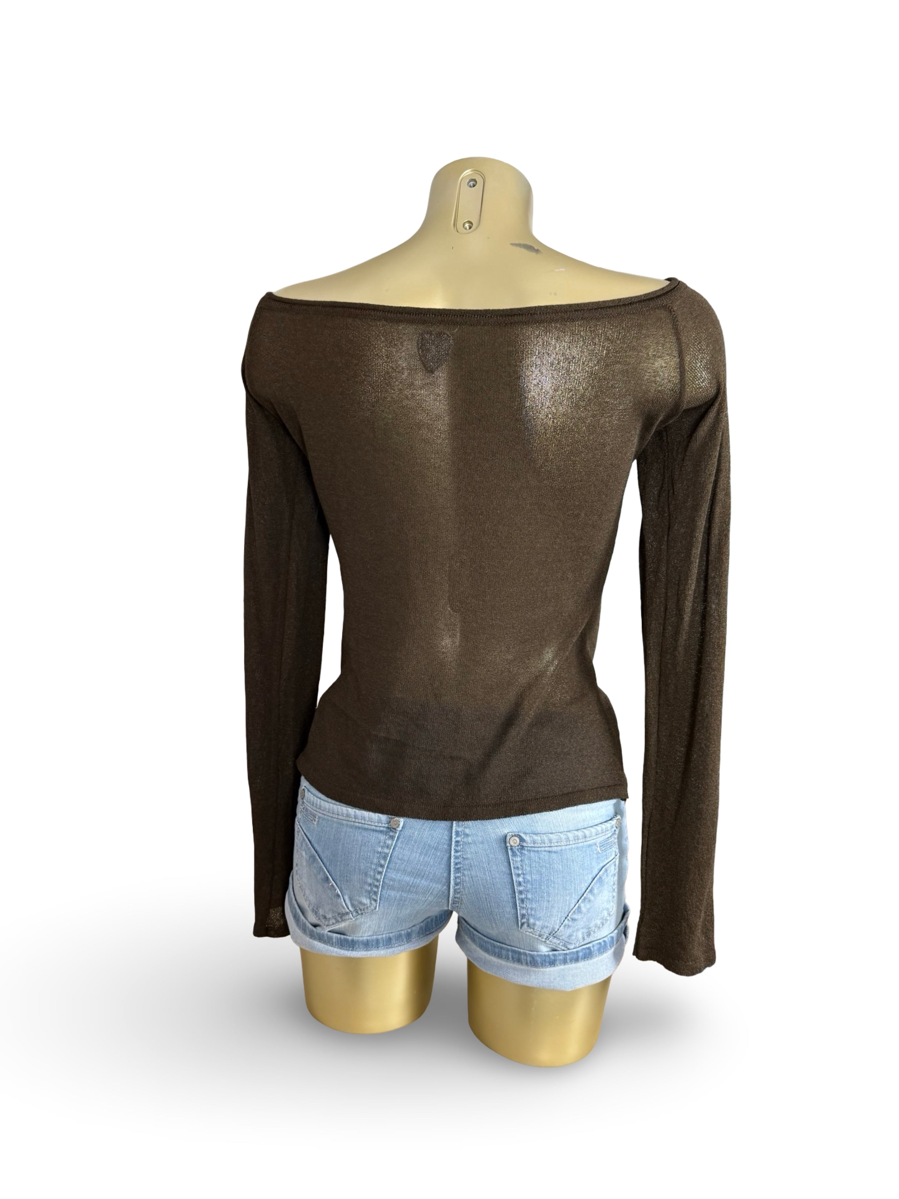 Brown embroidered graphic long sleeves top (XL)