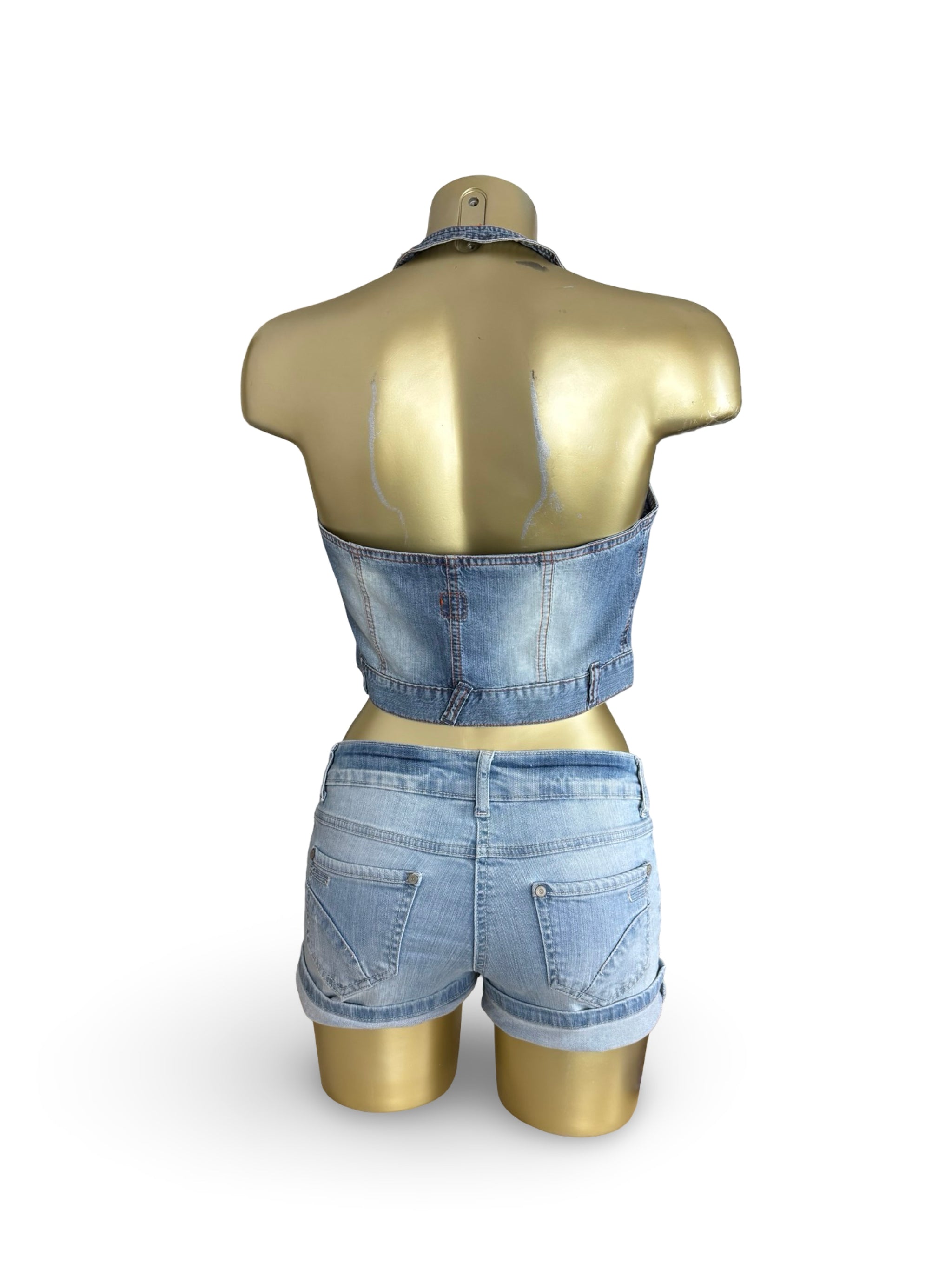 Blue denim halter top (XL)