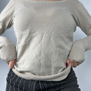 Beige round neck cotton jumper (S/M)