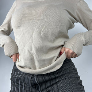 Beige round neck cotton jumper (S/M)