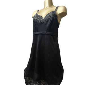 Black silky babydoll mini dress (L)
