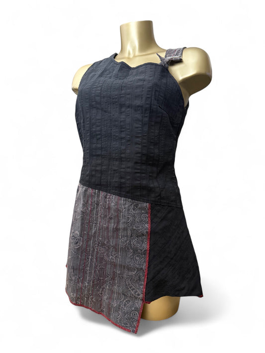 Black cotton asymmetric mini dress (S)