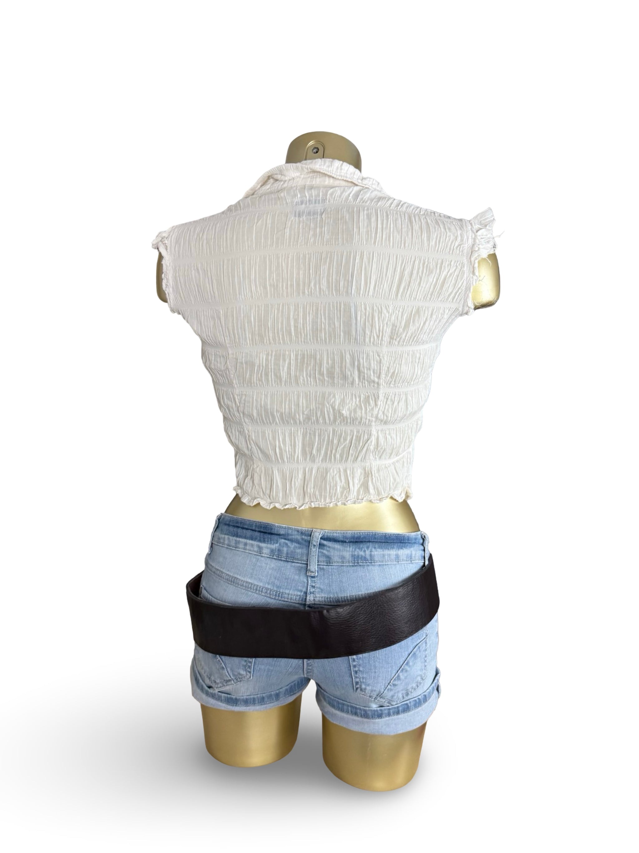 White ruched cotton tight fit top (XS/S)