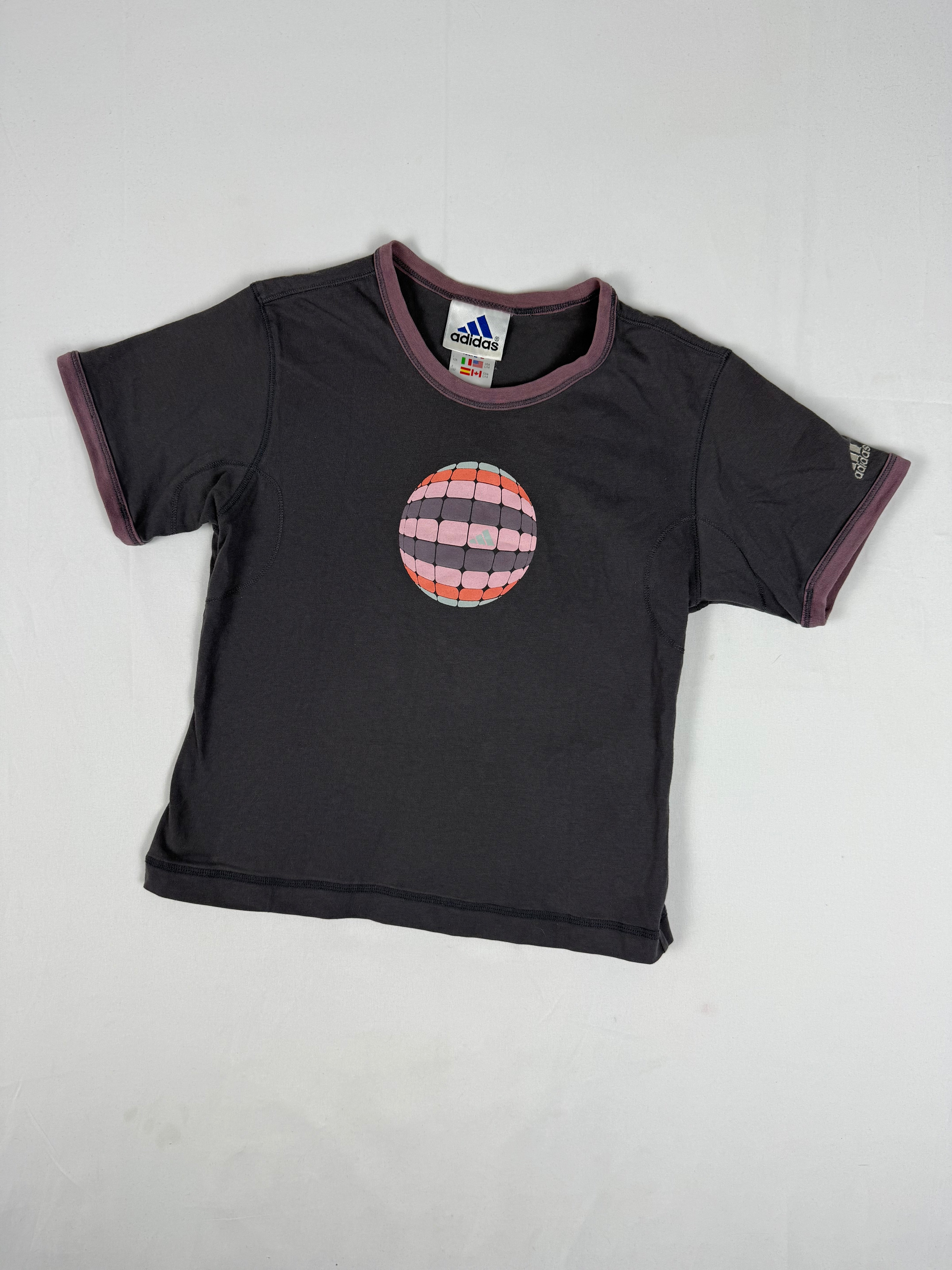 Purple & grey cotton logo activewear tee (S)