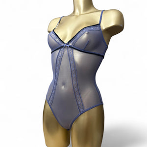 Blue mesh see trough body top (S)