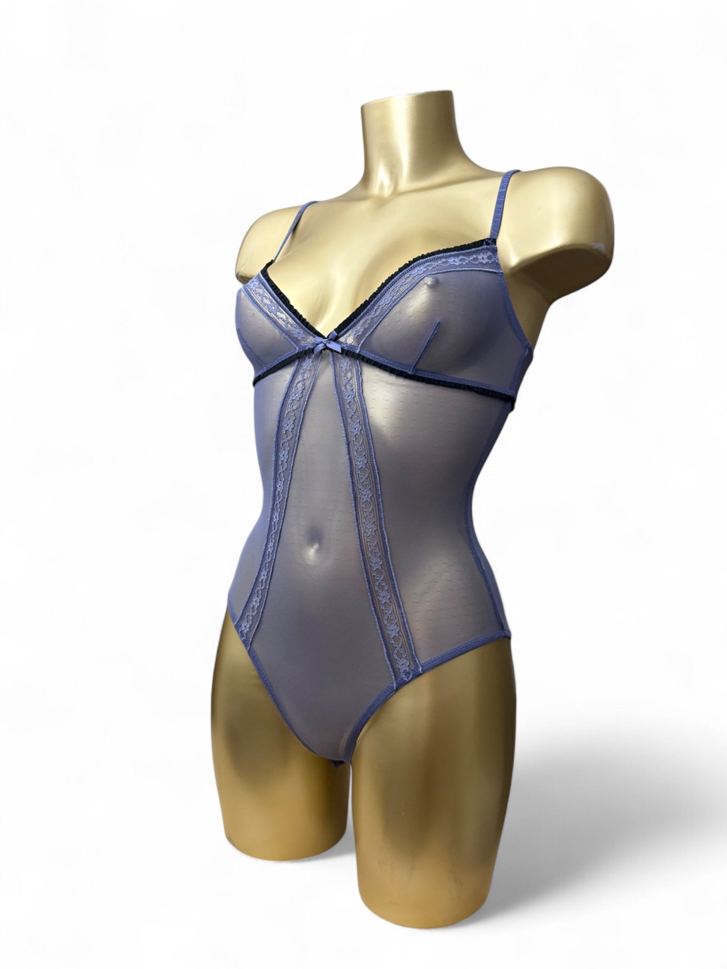 Blue mesh see trough body top (S)