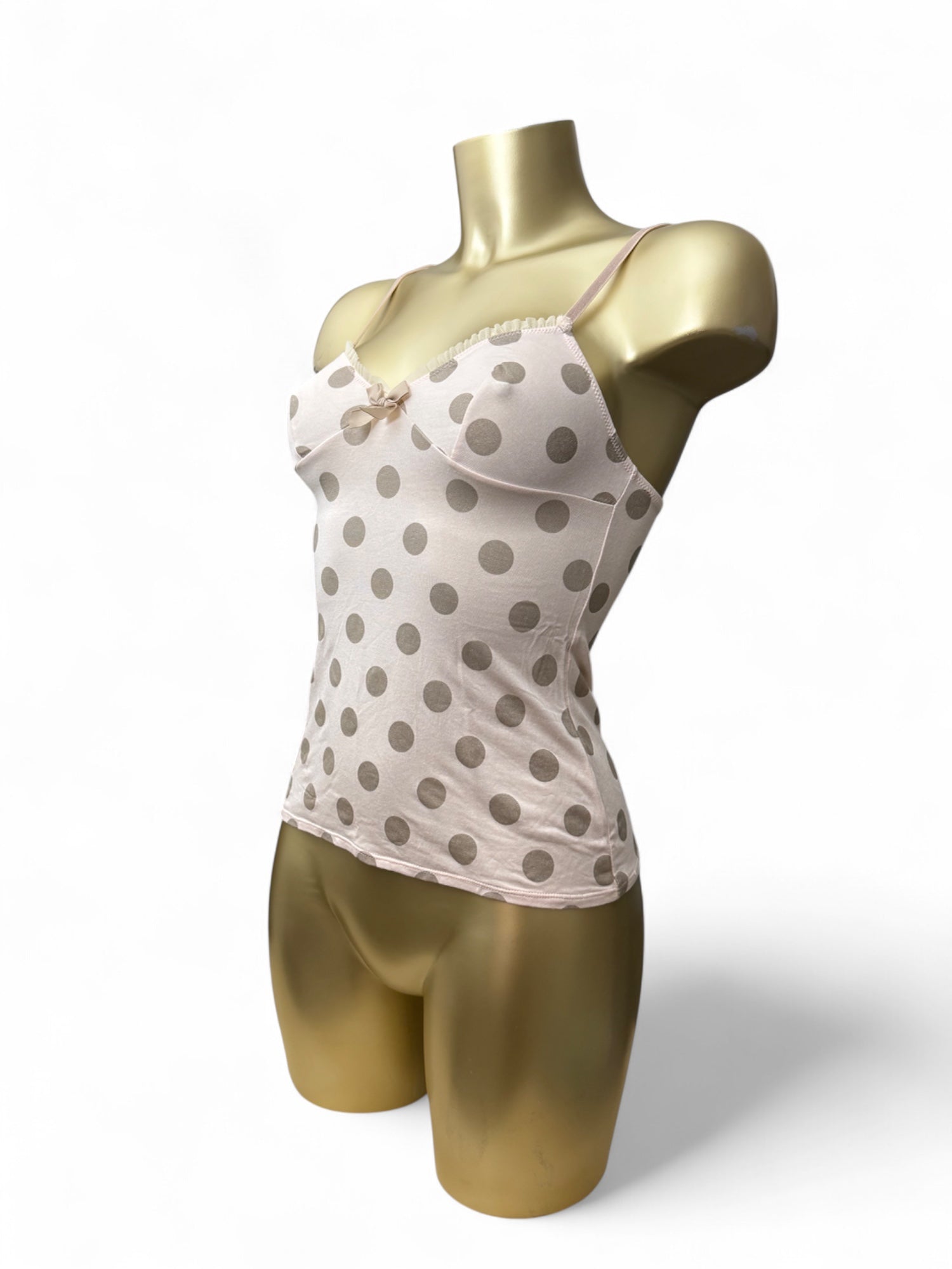 Baby pink polka dots cami top (S)