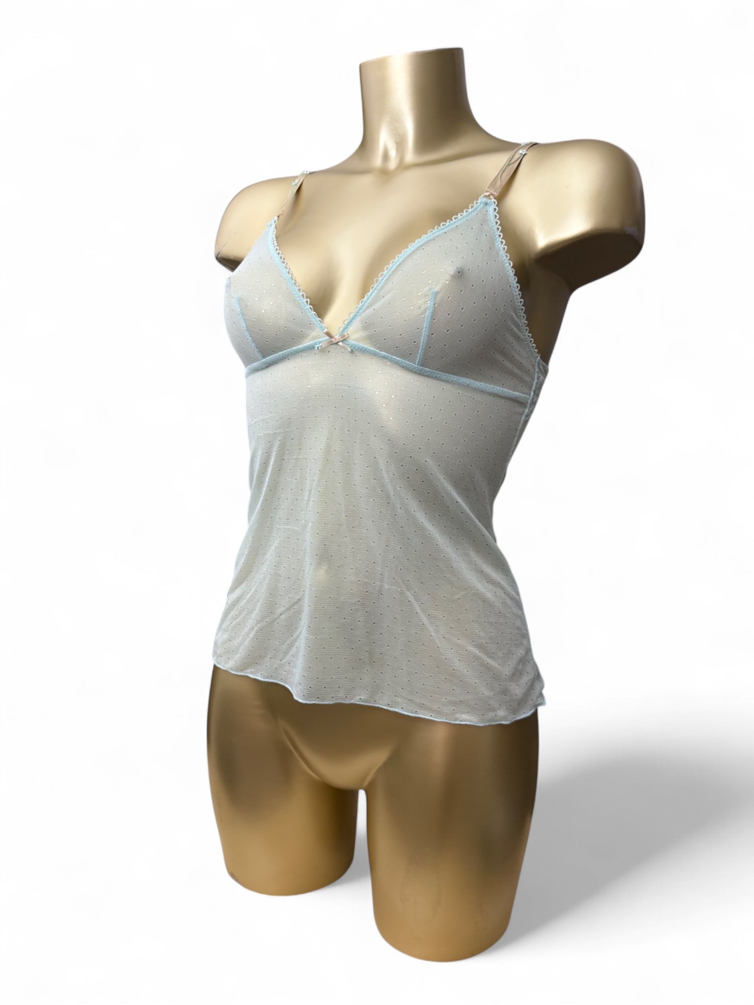 Baby blue mesh babydoll cami top (M)